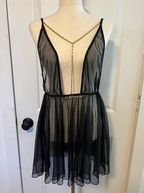 Venus See-Through Tulle Lingerie Dress with Chain